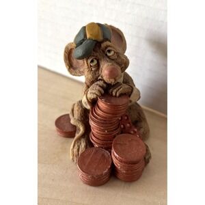 Vintage Frumps Mouse Figurine Penny Stacks D&D Studios TX 3" Tall